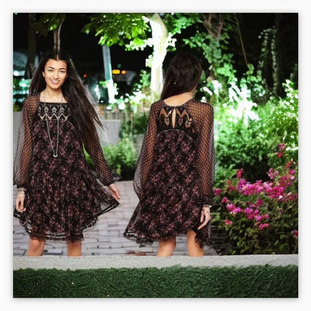 Free People Elsie Midnight Garden Floral Boho
Dress-EUC-SzXS -Peasant-Gypsy Vibe - Picture 3 of 10